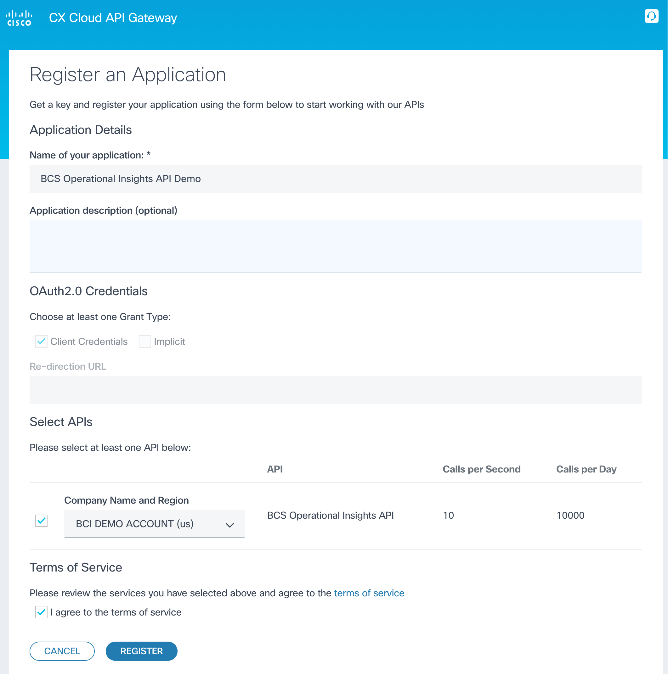 Application registration business critical services bcs operational
