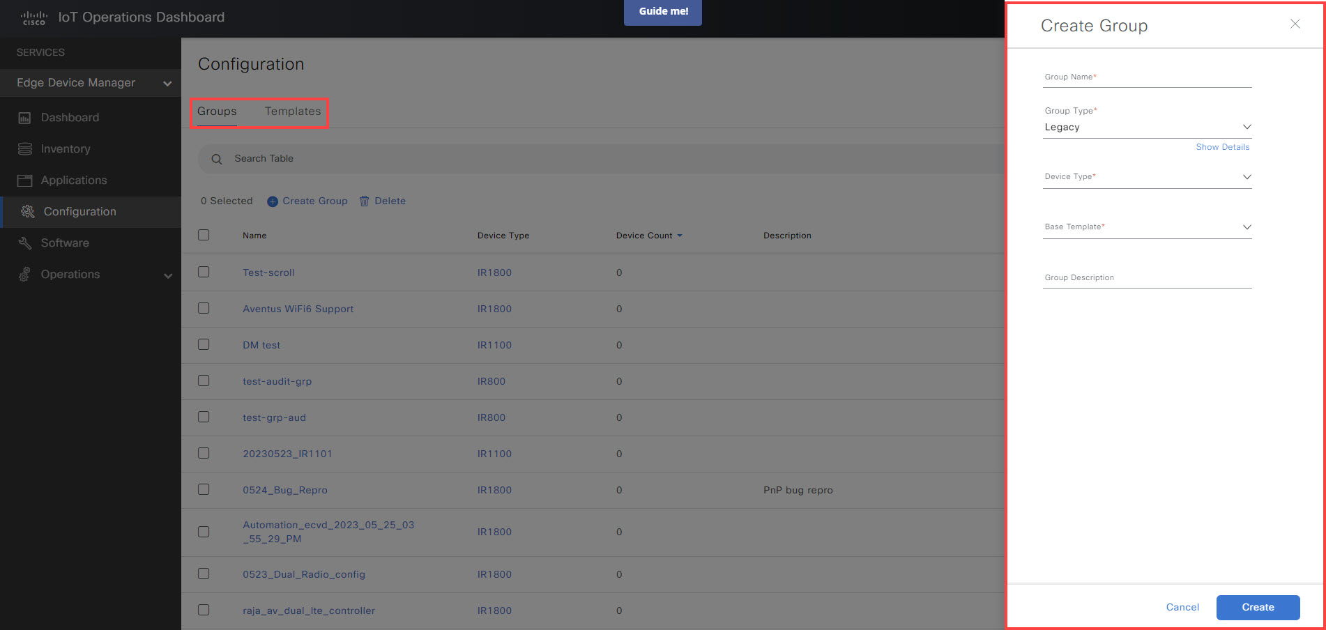 Existing User - Configuration Interface