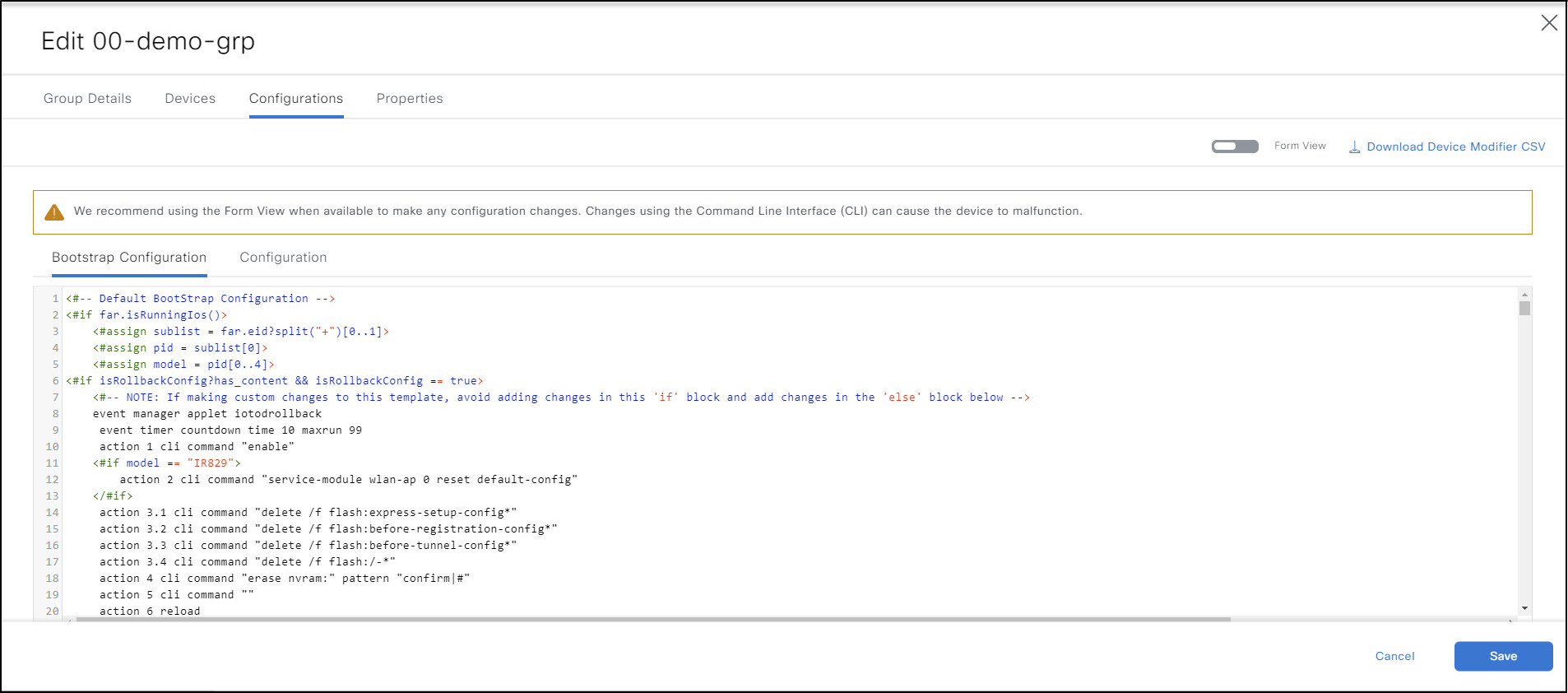 Edit Configuration - Form view disabled