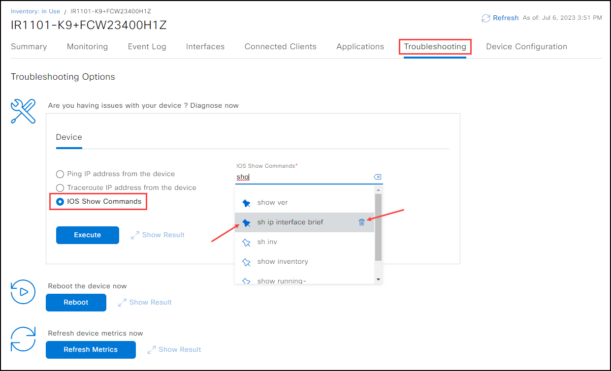 Troubleshooting Tab