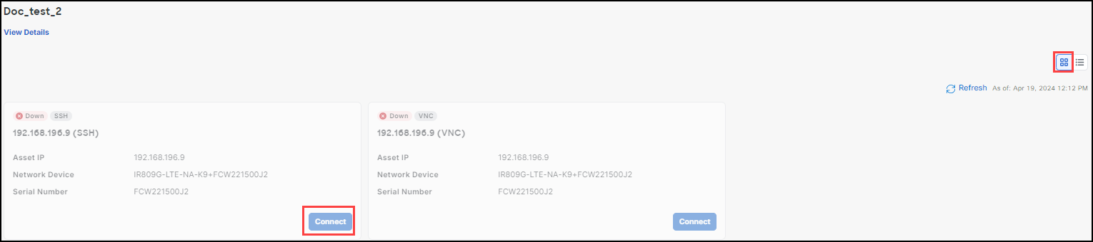 Connect status-Card