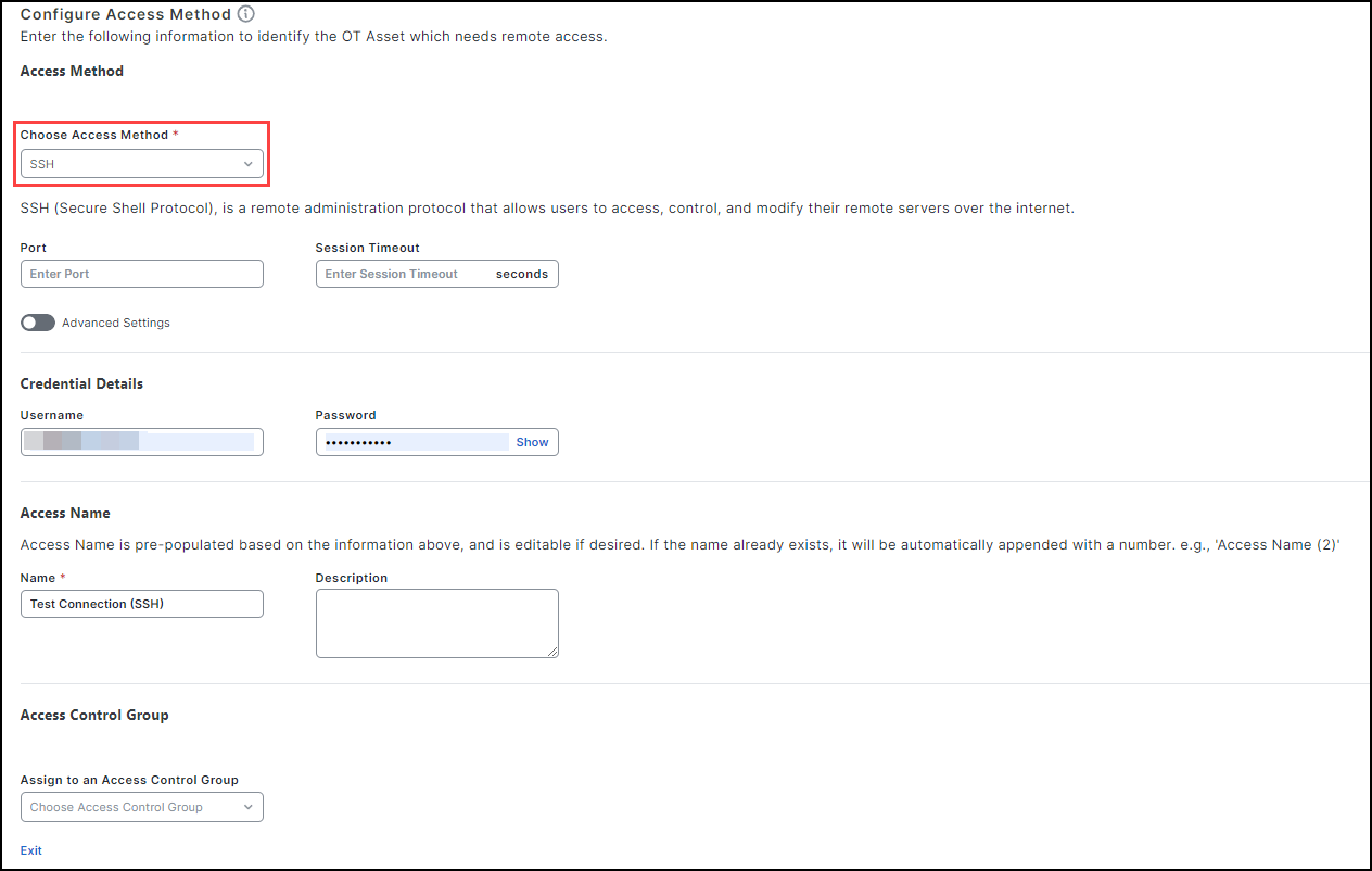 Choose Access Method