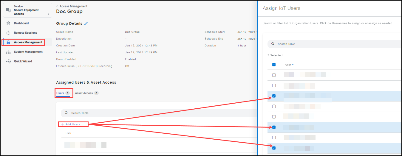 Add Users Panel