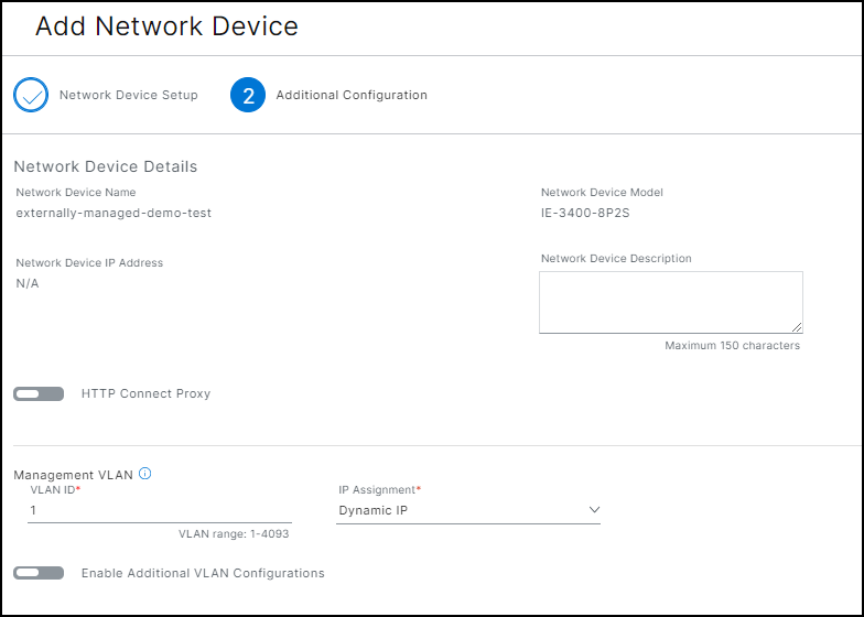 Network Device Details Screen