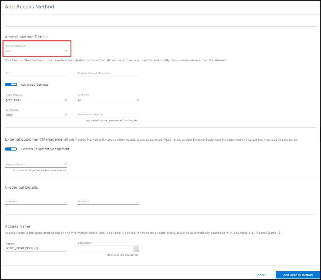 SSH Access Method