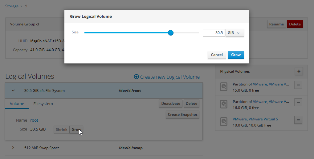 Figure 8.Grow Logical Volume dialog