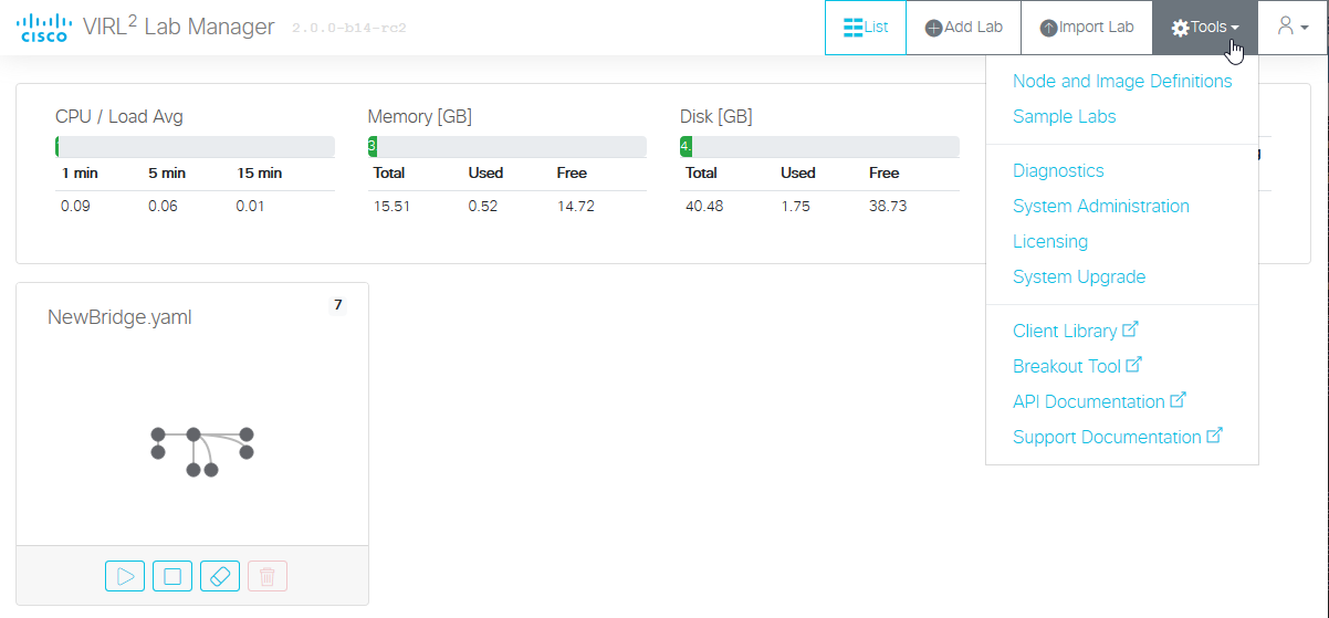 Figure 2.Tools Menu