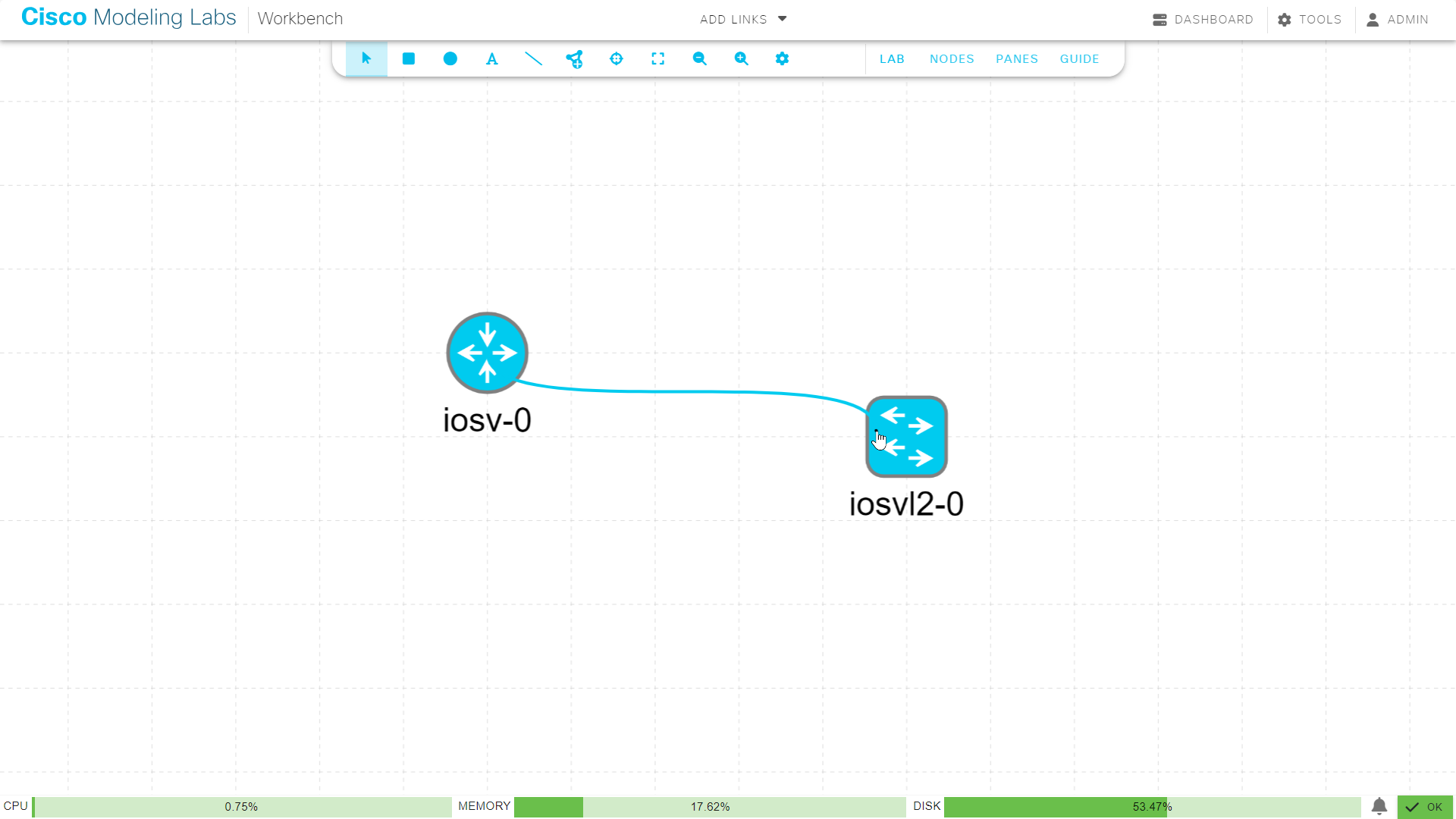 Selecting the target node for a link in the Workbench