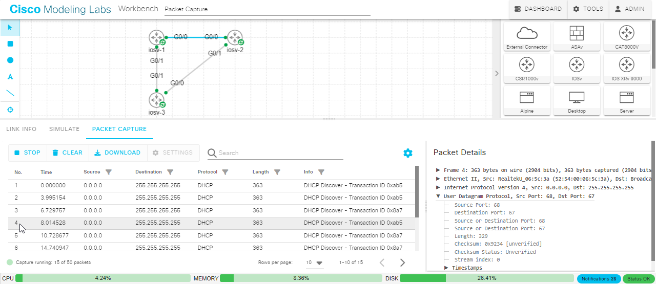 The Packet Capture Pane