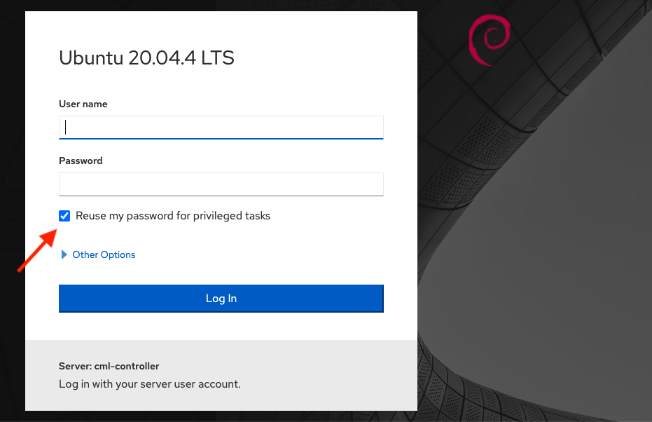 The login page for the System Administration Cockpit