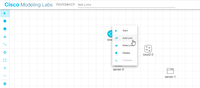 Starting a new link from a node in the Workbench