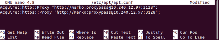 Editing /etc/apt/apt.conf in nano
