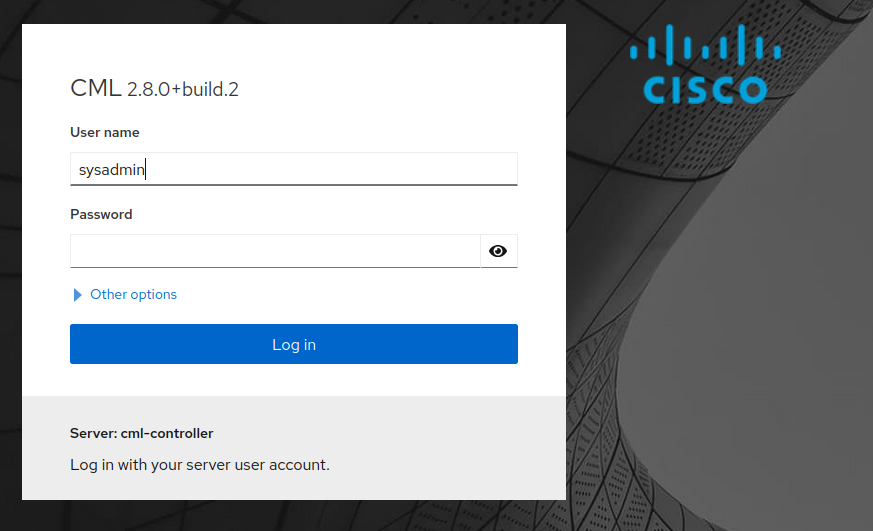 The login page for the |admin-ui| since release 2.8.0