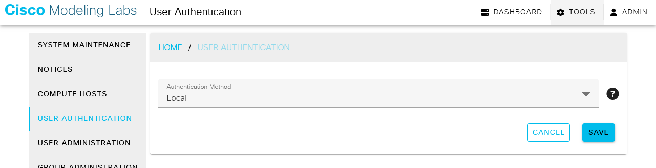 Configuring the user authentication method