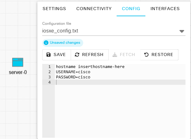The Config tab of the Sidebar pane