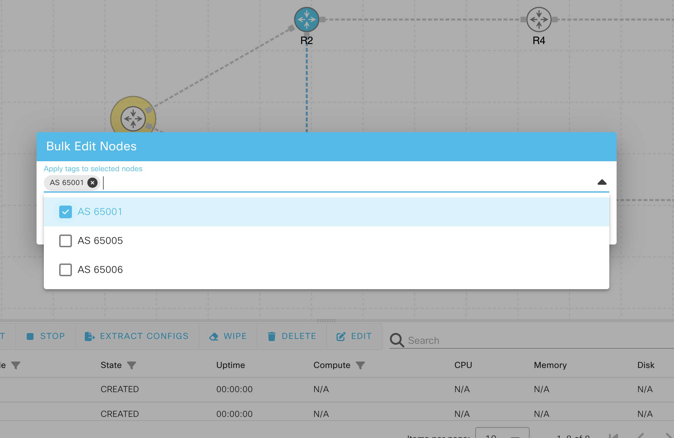 The Bulk Edit Nodes dialog.
