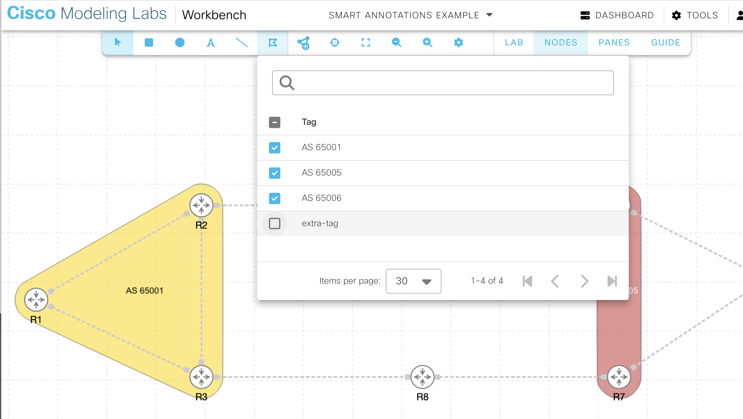 The tag "extra-tag" is disabled in the smart annotations dialog.