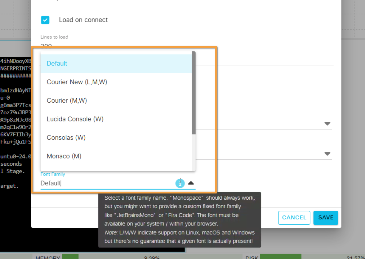 Select a Console Font Family