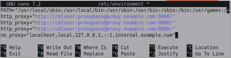 Editing /etc/environment in nano