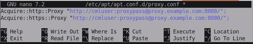 Editing /etc/apt/apt.conf in nano