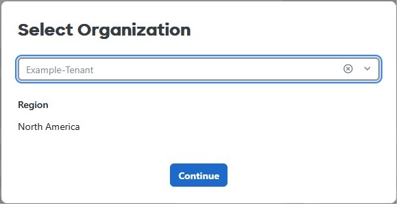 Select the organization from the dropdown list.