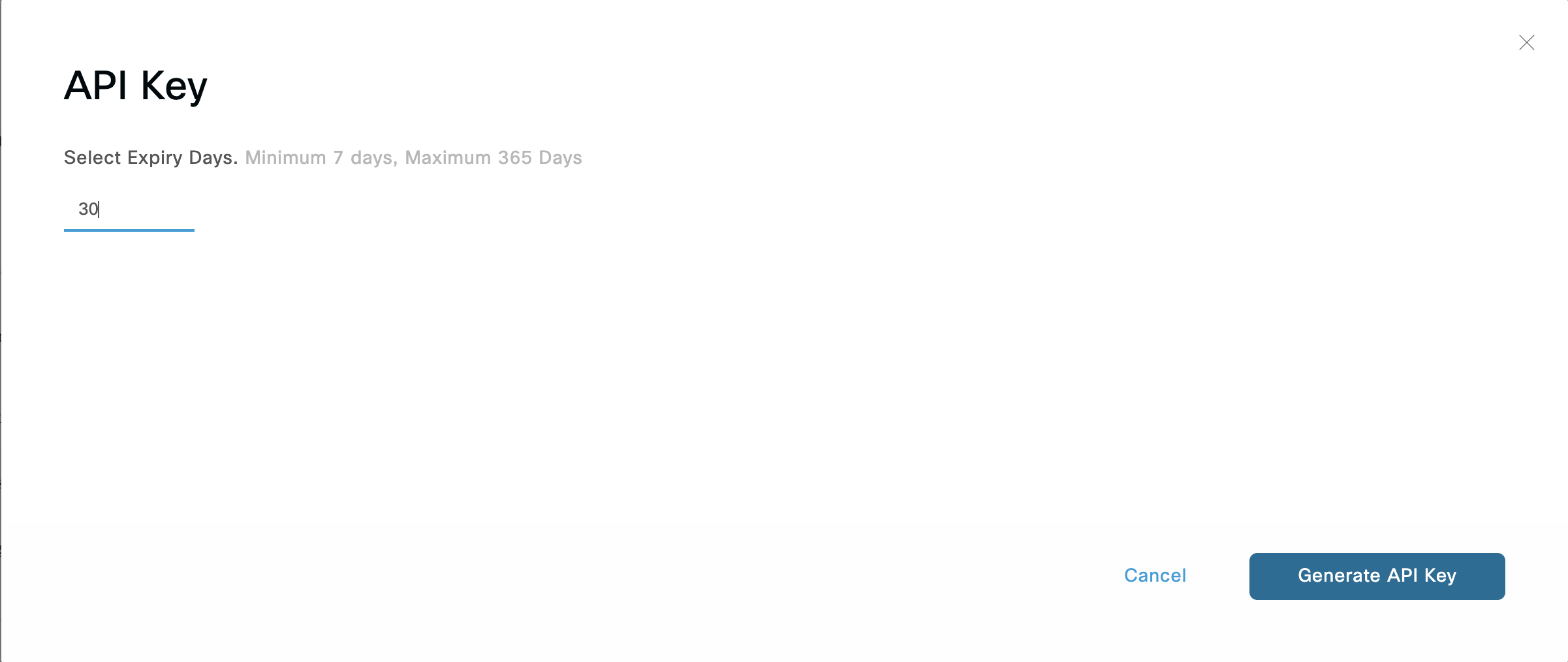 API key expiration time is configurable
