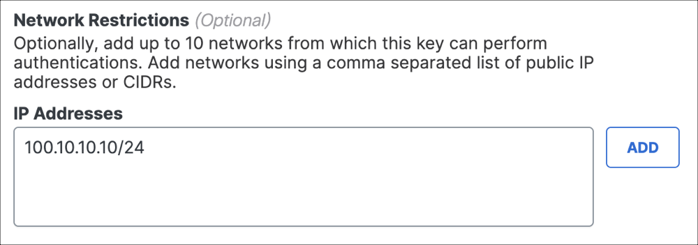 Secure Access API network restrictions