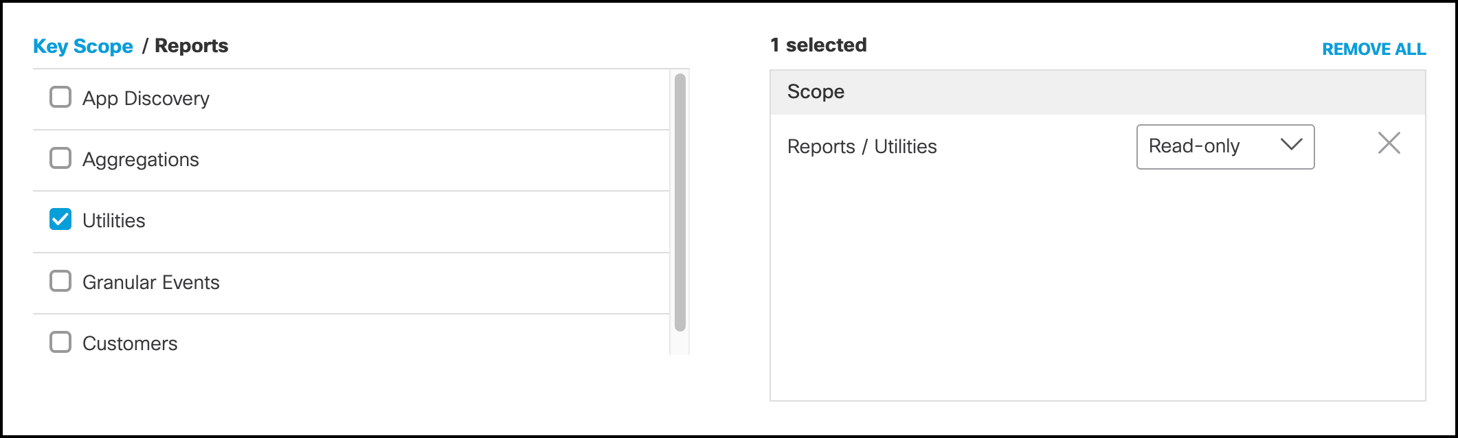 Secure Access API key scope access