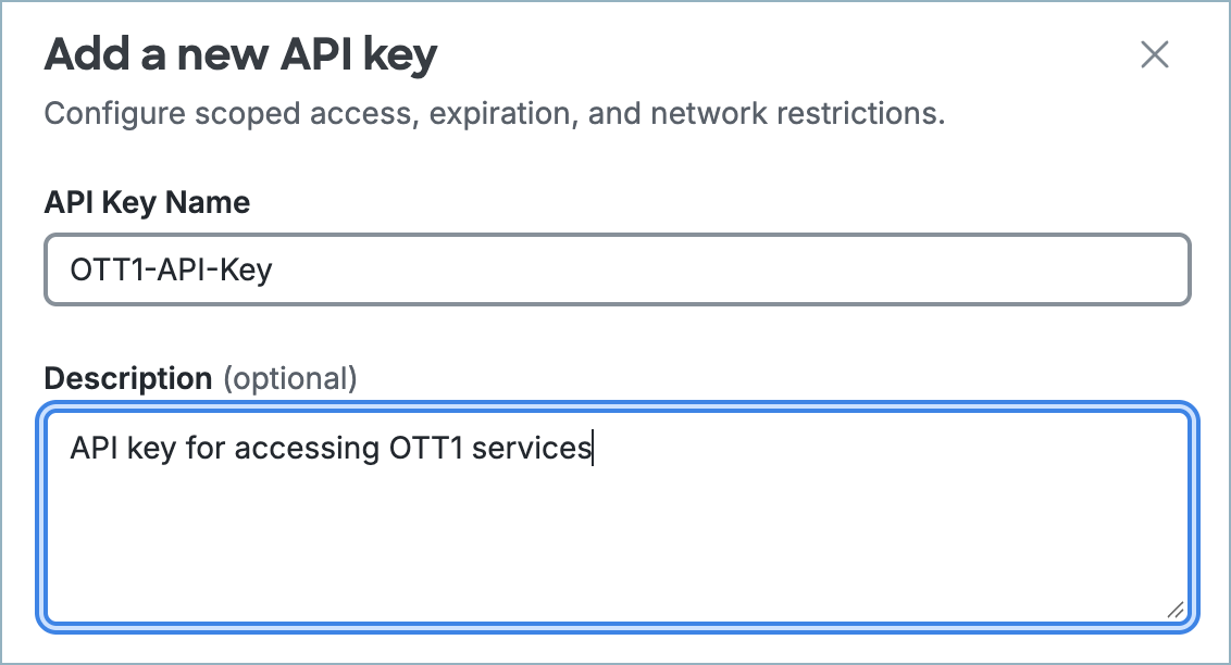 Secure Access API key name