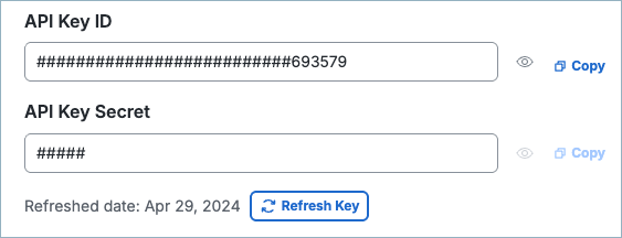 Secure Access API key refresh view