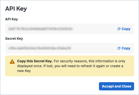 Secure Access KeyAdmin API key and secret