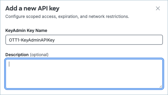 Secure Access KeyAdmin API key name and description