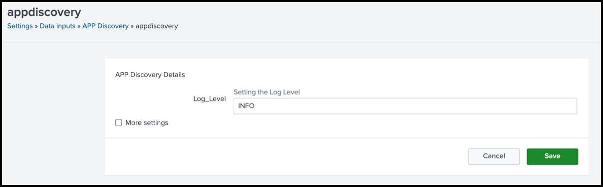 App Discovery configure settings