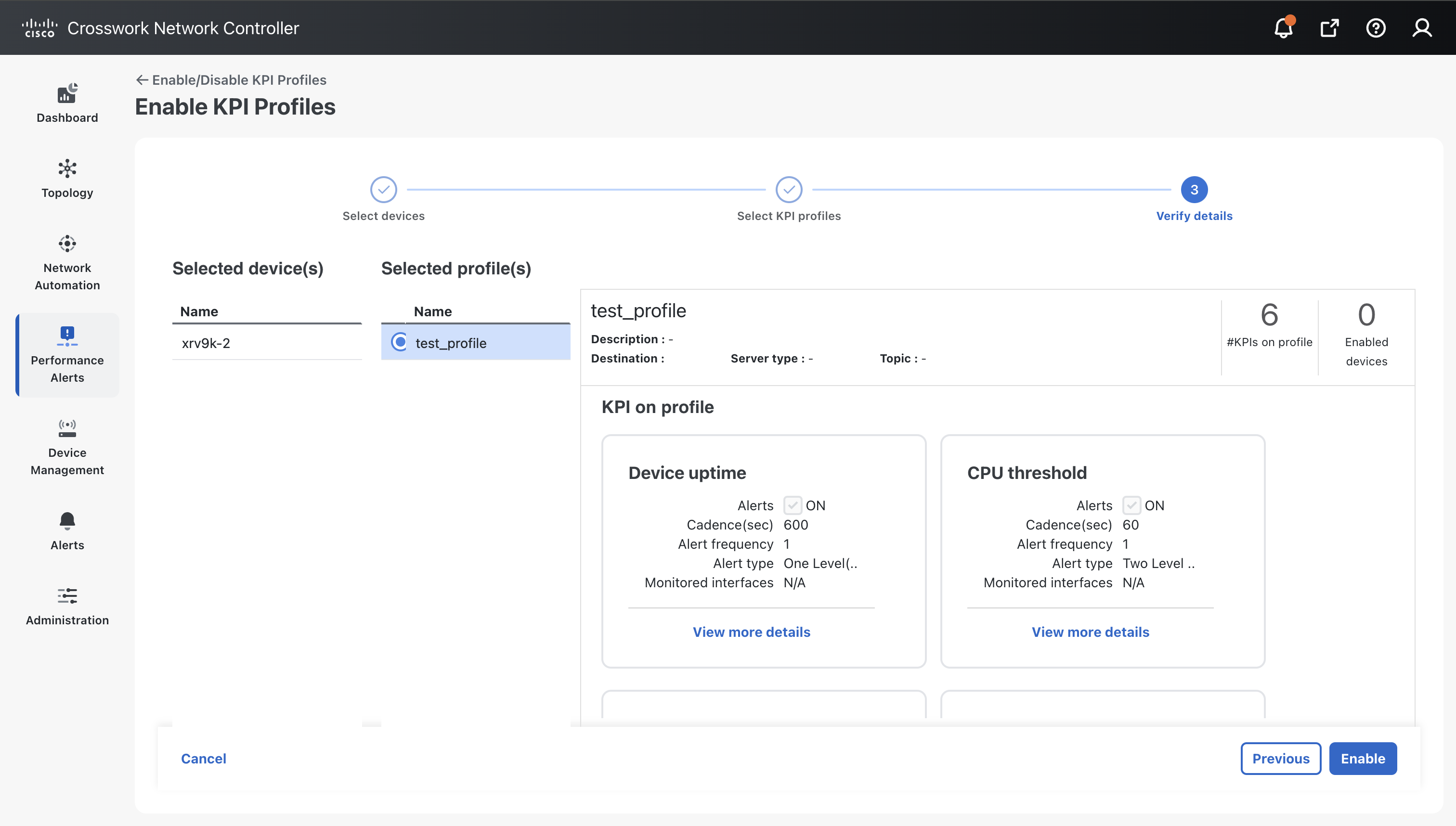 KPI Profile Enable
