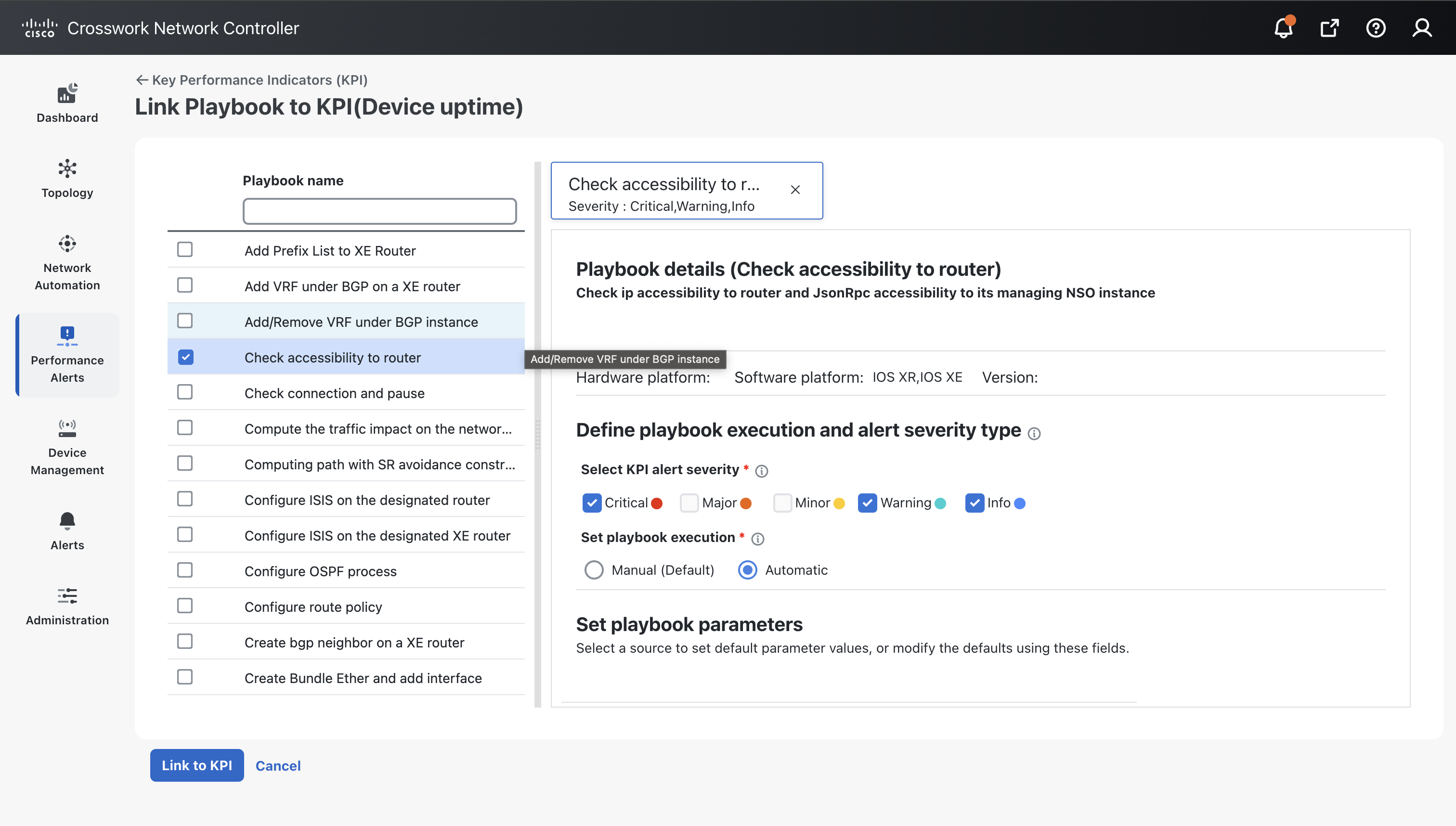 Link KPI to Playbook