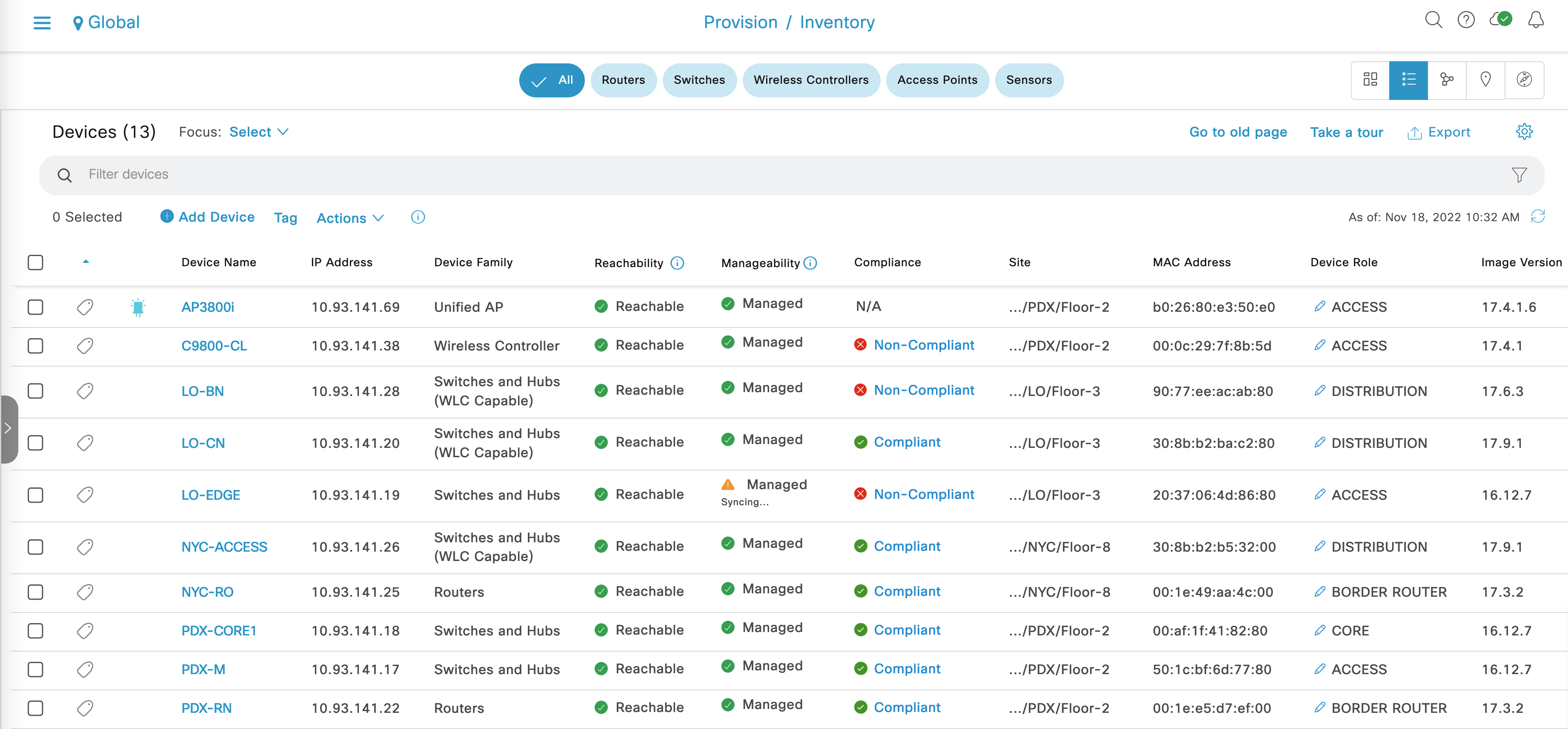 Network device details