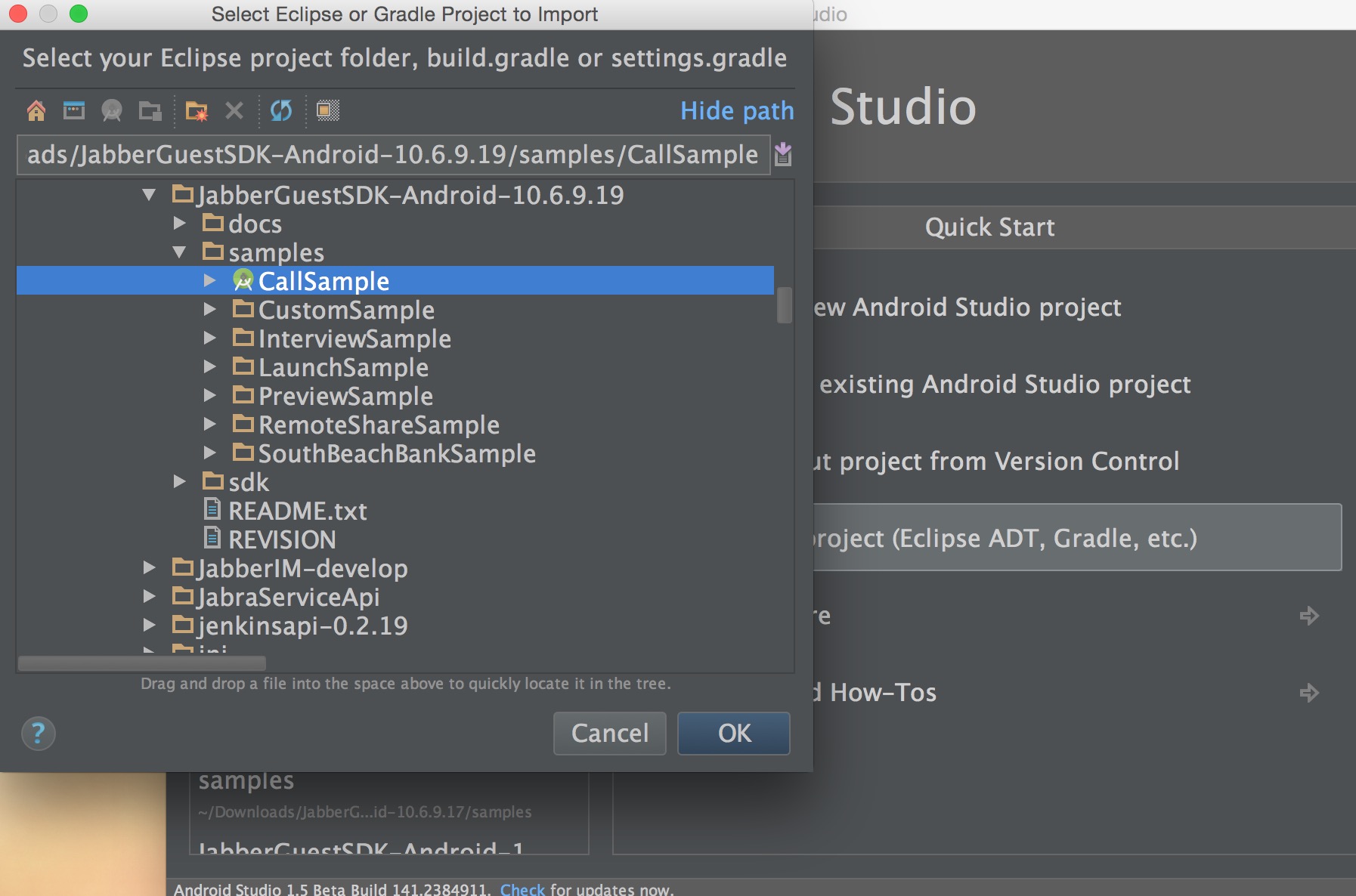 Select Eclipse or Gradle Project to Import 