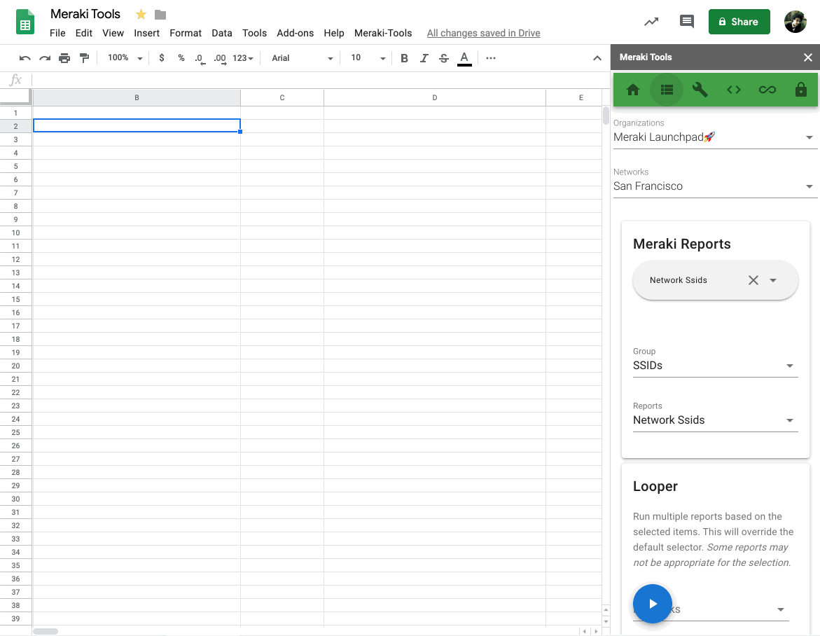 Meraki Sample Log Reports - Meraki Tools - Google Sheets Add-on - Cisco DevNet