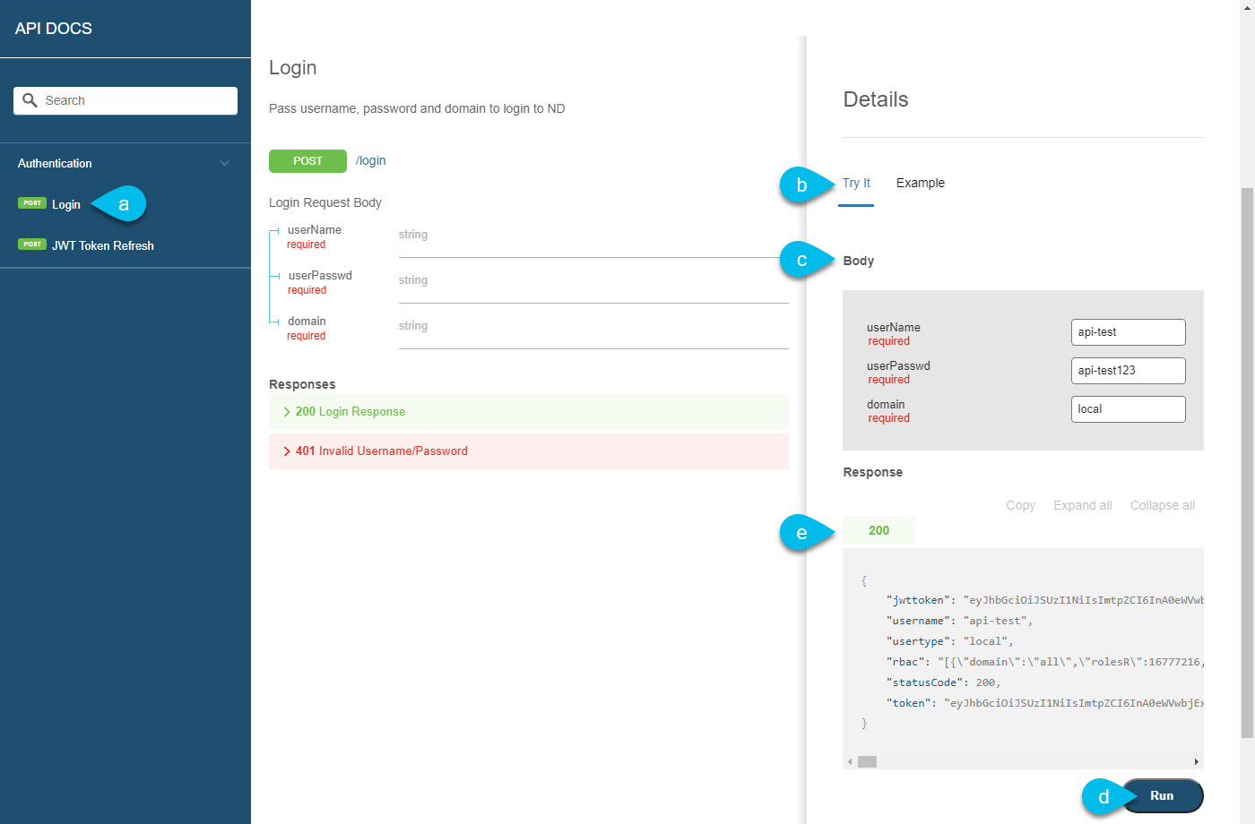 Nexus Dashboard Login Using "Try It"