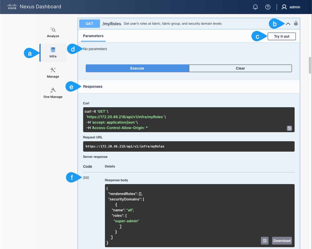 Nexus Dashboard Login Using "Try It"