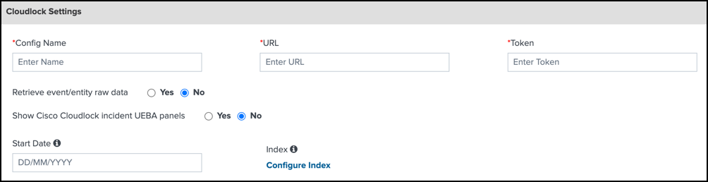 Splunk App Cloudlock Settings