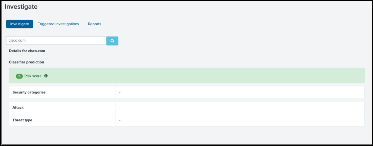 Umbrella Investigate Dashboard