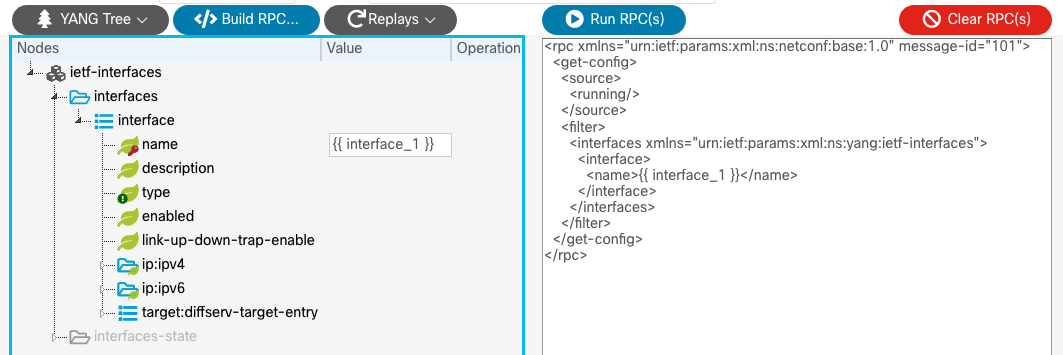 Screenshot showing where to put {{ interface_1 }} in value field before saving