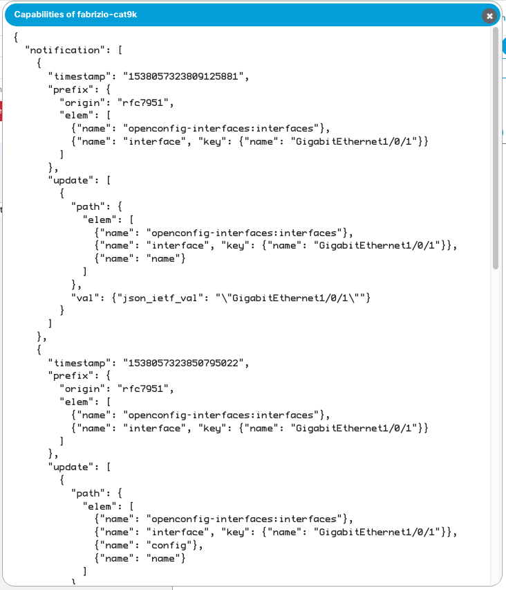 Screenshot showing the GetResponse received from a device.